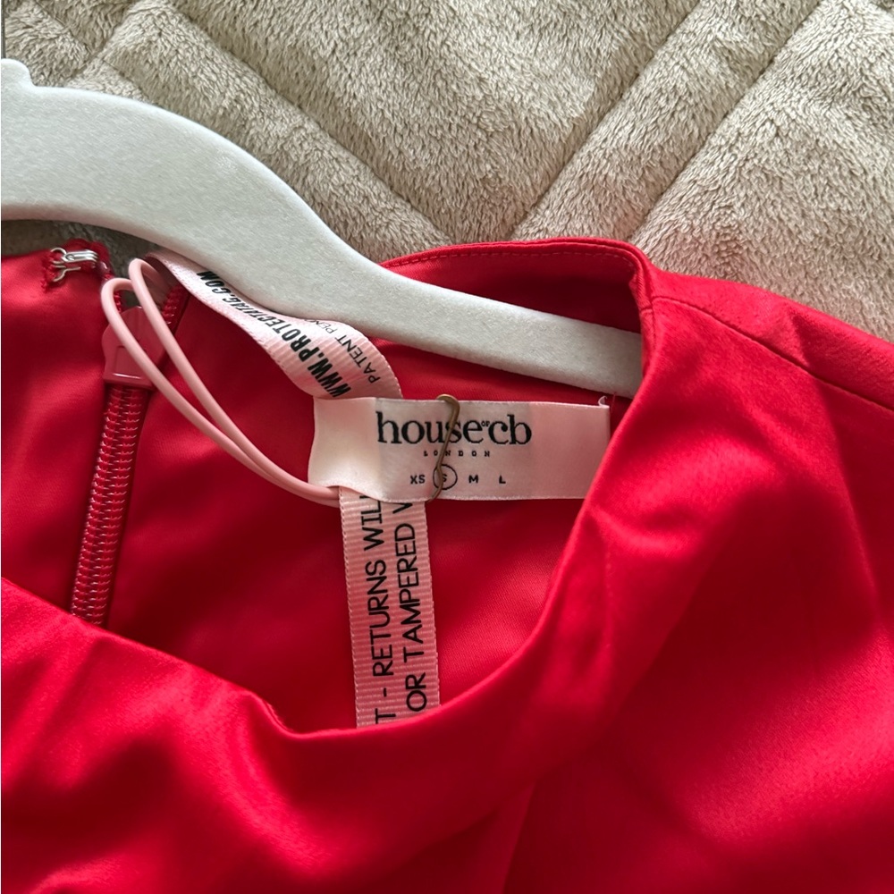 House of CB Satin Red Long Sleeve Dress - Picture 5 of 5